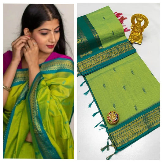Kalyani Cotton Gadwal Saree with Zari Pallu